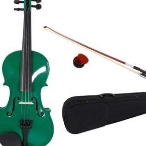 Green 4/4 Violin Set with Case, Bow, and Rosin (Brand New)